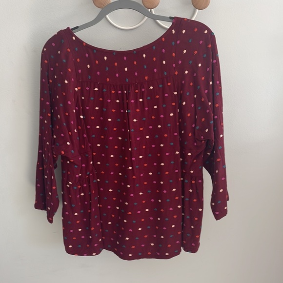 Maeve by Anthropologie Dark Red with Polka Dots Shirt - Picture 2 of 4